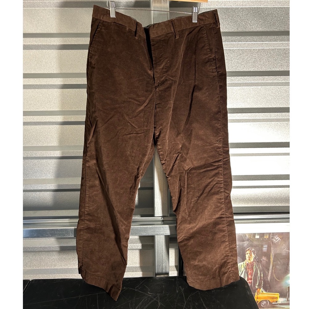 Lands End Corduroy Pants Mens 38 Brown Classic Stretch Dark Academia Preppy